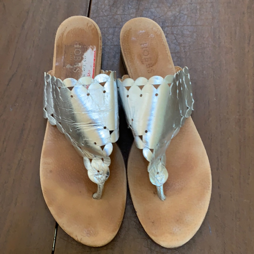 HOBBS Silver Leather sandals Flats Size 41